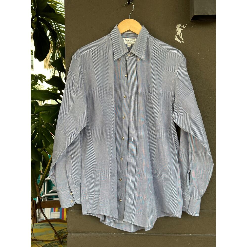 Burberry London Made in USA Men’s Large Stripe Long Sleeve Button Up Dress Shirt